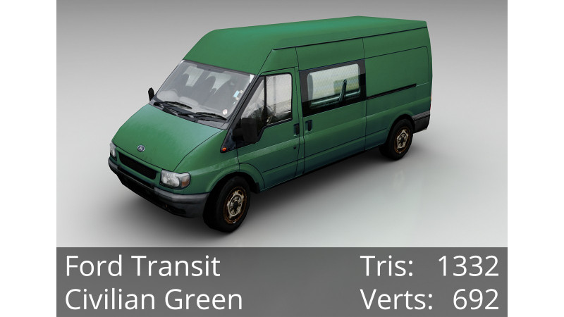 3D Model - Ford Transit - Civilian Green